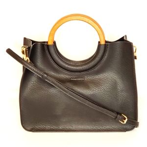 Vegan Women's Small Handbag w/ Wooden Handles